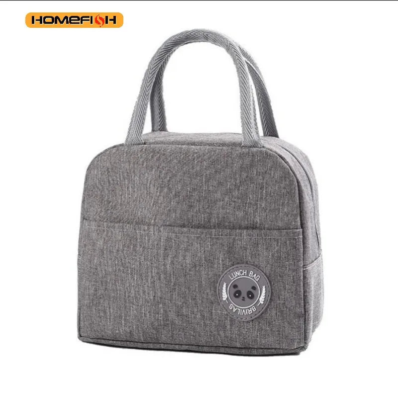Insulated Bento Lunch Bag with Ice-Pack Pocket - Portable Thermal Cooler Tote for Students, Oxford Cloth