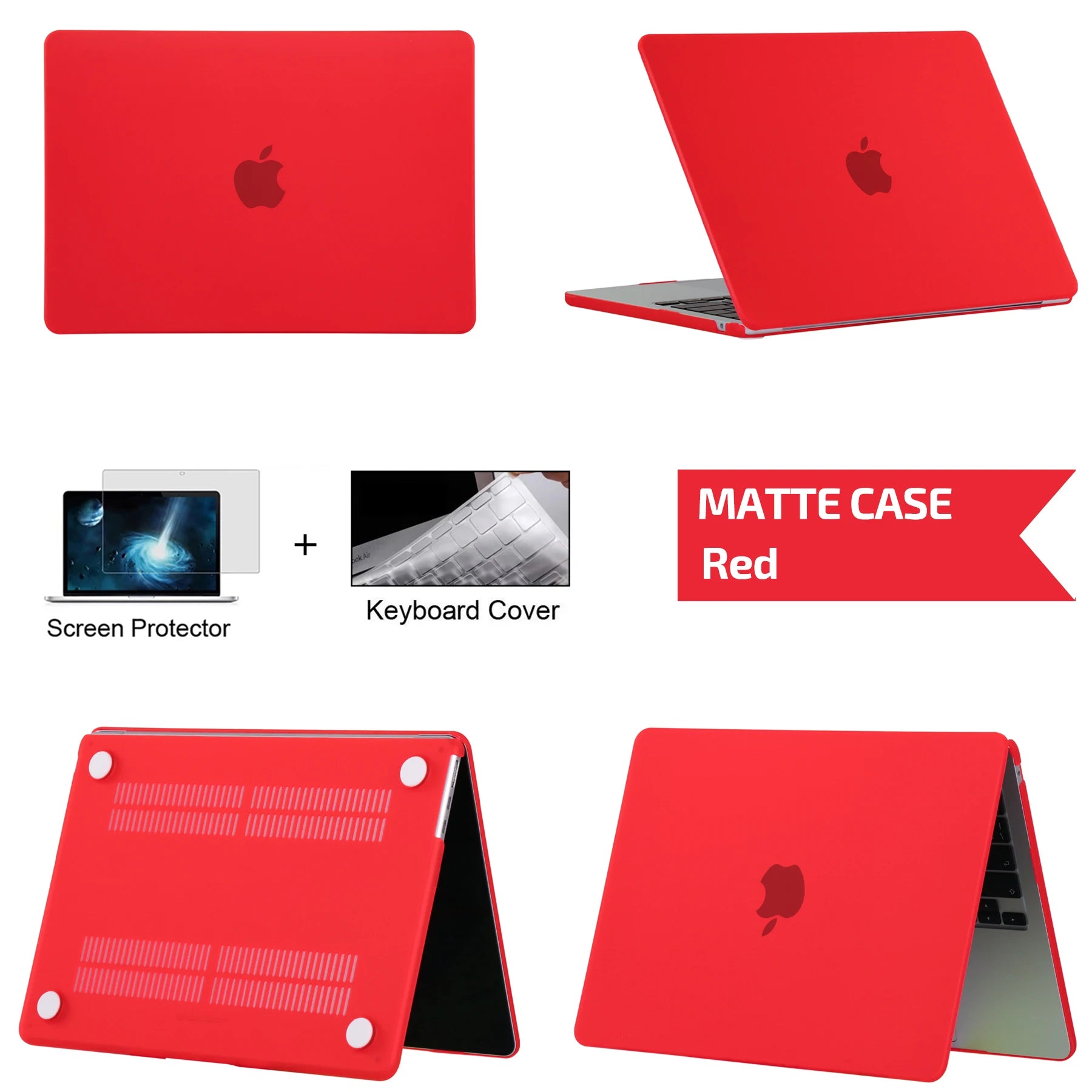 Hard Shell Protective Laptop Case for MacBook Air & Pro 13/13.6/14/16 Inch – PVC Snap-On Cover with Keyboard Cover & Screen Protector