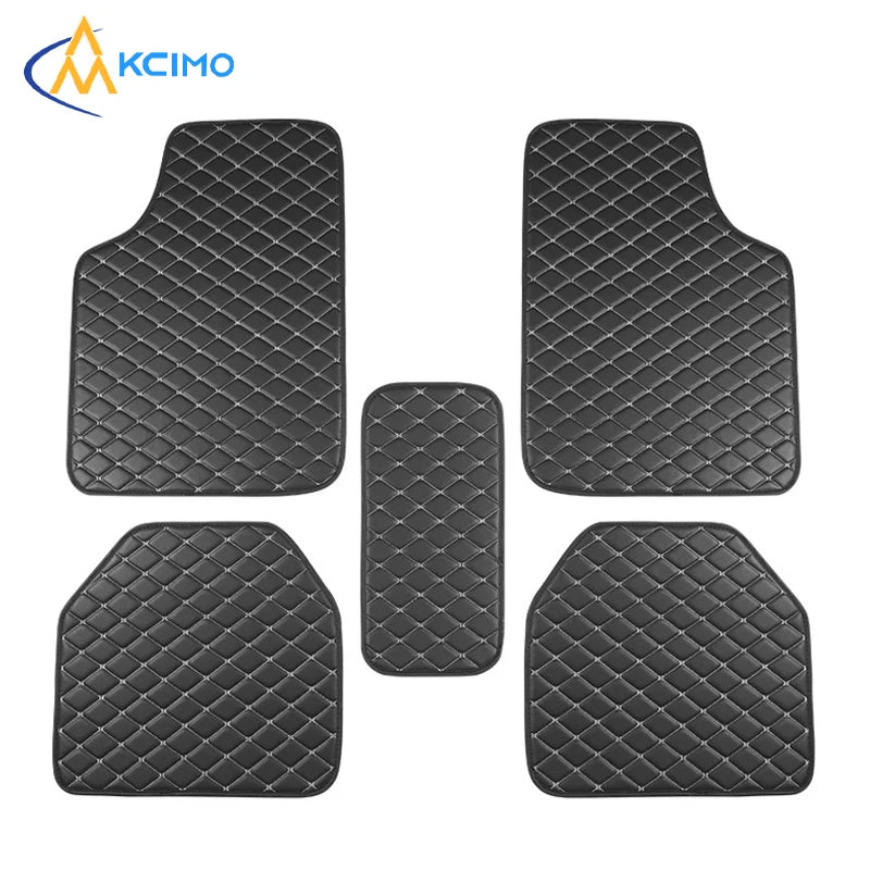 5-Piece Universal PU Leather Car Floor Mats, Waterproof Black All-Weather Auto Floor Mat Set