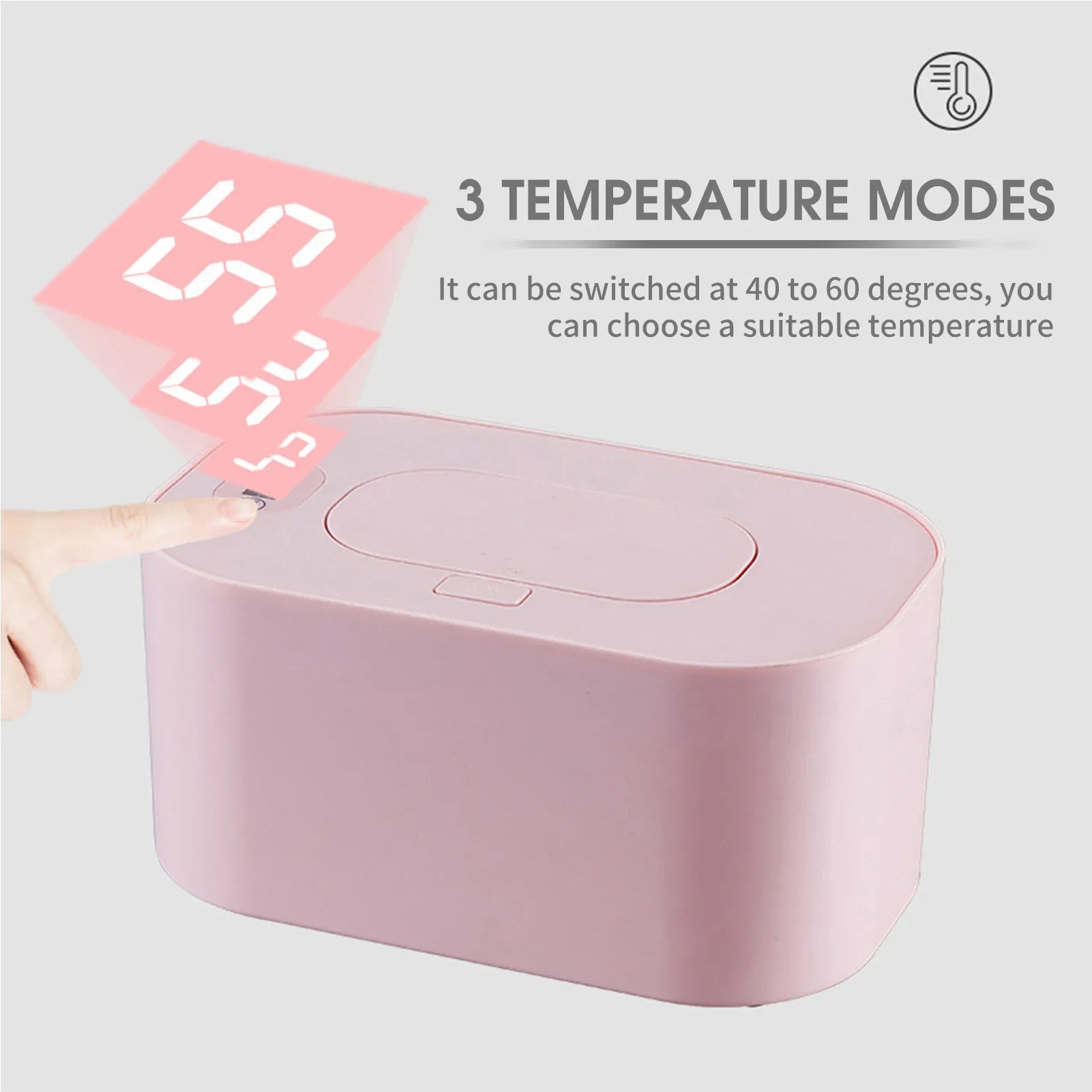 USB Baby Wipe Warmer 10W Portable Diaper Wipes Dispenser, 3 Temperature Modes, Large Capacity for Home Car Travel