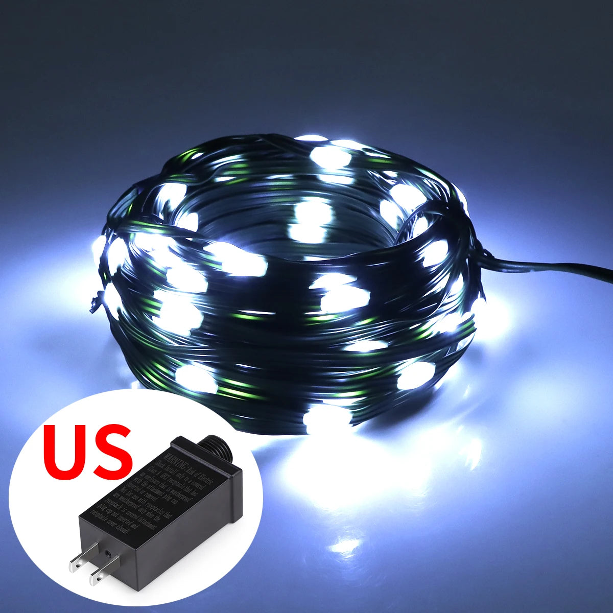 Holiday & Christmas Outdoor LED String Lights - Green PVC, Waterproof IP65, 8 Modes, 10–100 m (33–328 ft)
