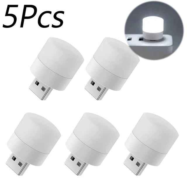 Mini USB Plug-In Night Light LED Warm/White Eye-Friendly Reading Light (1/3/5/10 Pack)