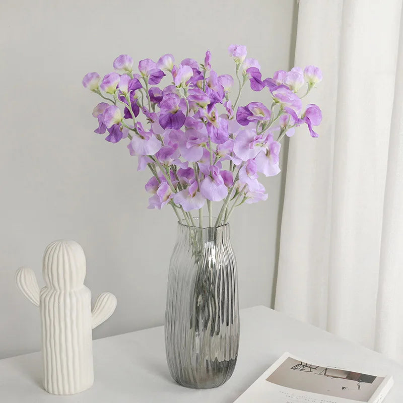 Silk Orchid Branch 62cm (24.4in) - Artificial Orchid Stem for Wedding, Bridal Bouquets & Home Decor - White Pink Purple