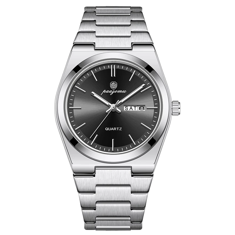 Men's Quartz Stainless Steel Watch 40-44mm Dial, 3ATM Water-Resistant Luminous Chronograph with Date