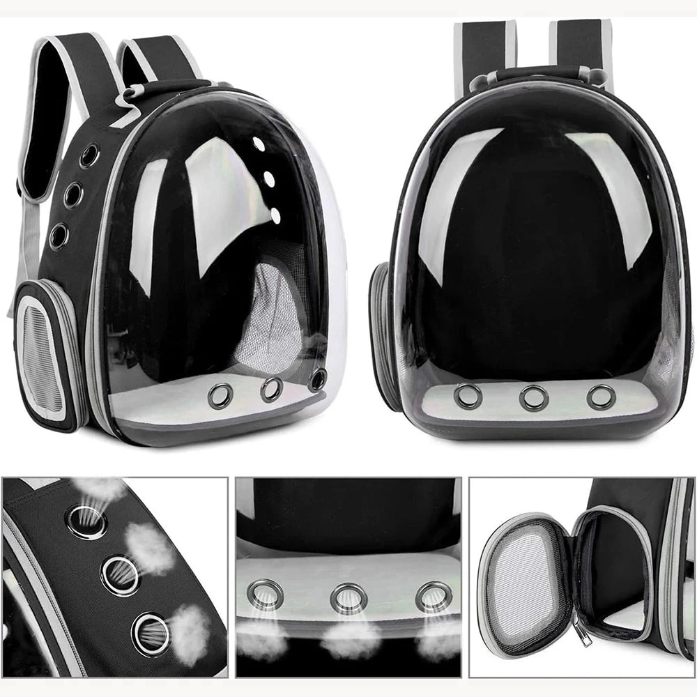 Transparent Bubble Pet Carrier Backpack for Cats & Small Pets, Breathable Travel Carrier with Zipper