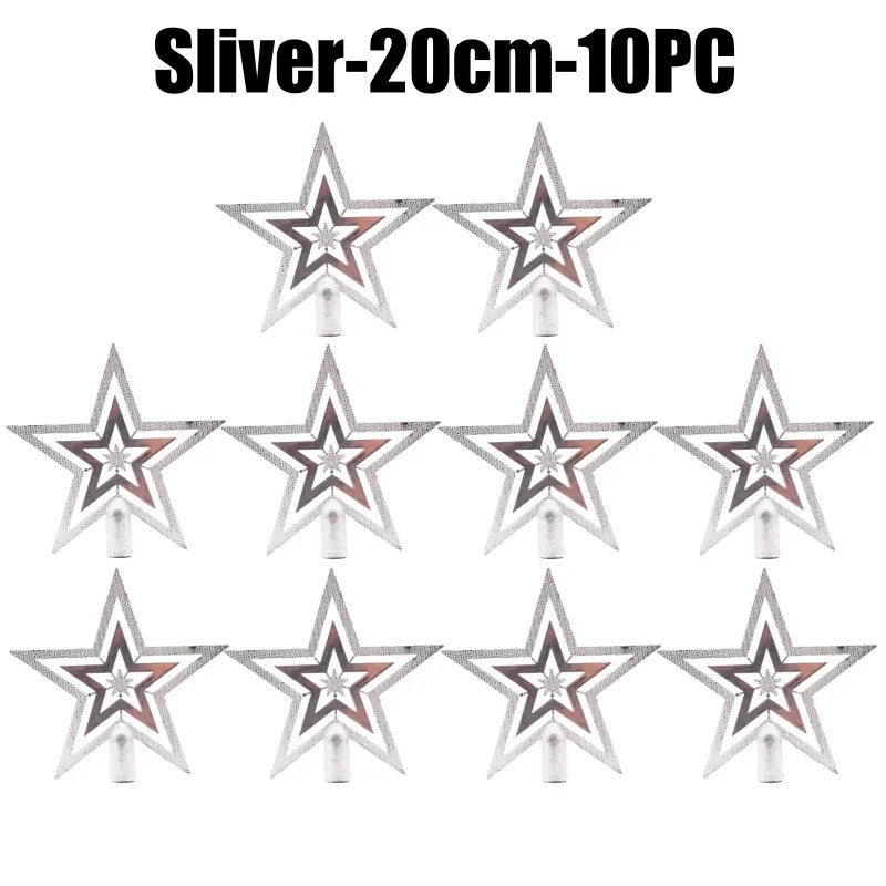 Star Christmas Tree Topper Gold & Red Shimmer 4 in / 8 in (10 / 20 cm) Holiday Tree Decoration