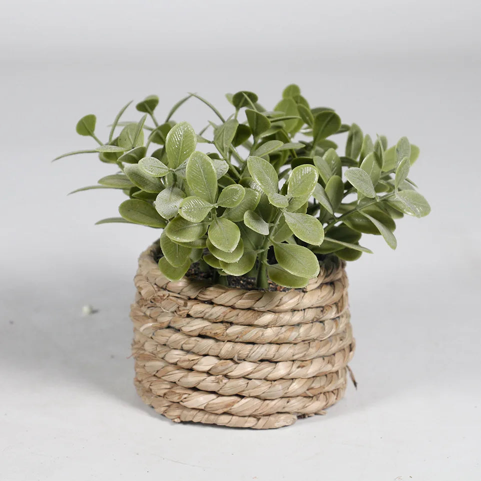 Faux Eucalyptus Potted Plant 11 cm (4.33 in) Green Artificial Tabletop Plant for Home and Office Decor