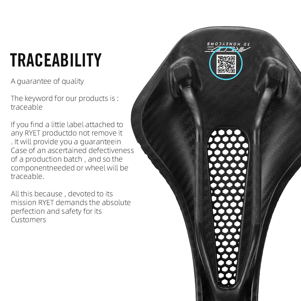 Full Carbon 3D-Printed Bike Saddle – Ultralight Breathable Honeycomb Road & MTB Seat