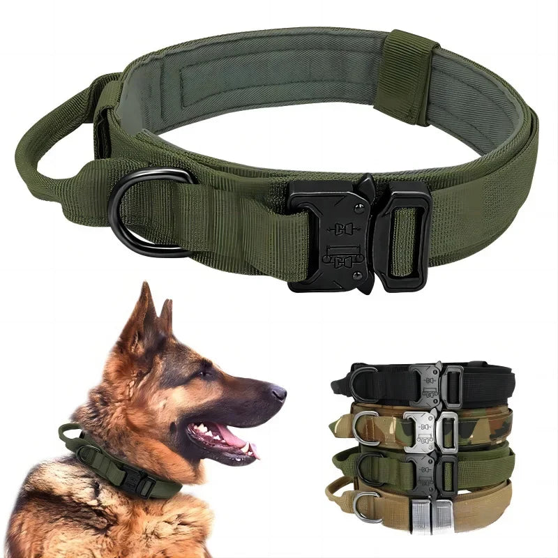 Tactical Dog Collar with Quick-Release — Adjustable Nylon Training Collar for Medium to Large Dogs, M/L/XL (14–25 in / 36–63 cm)