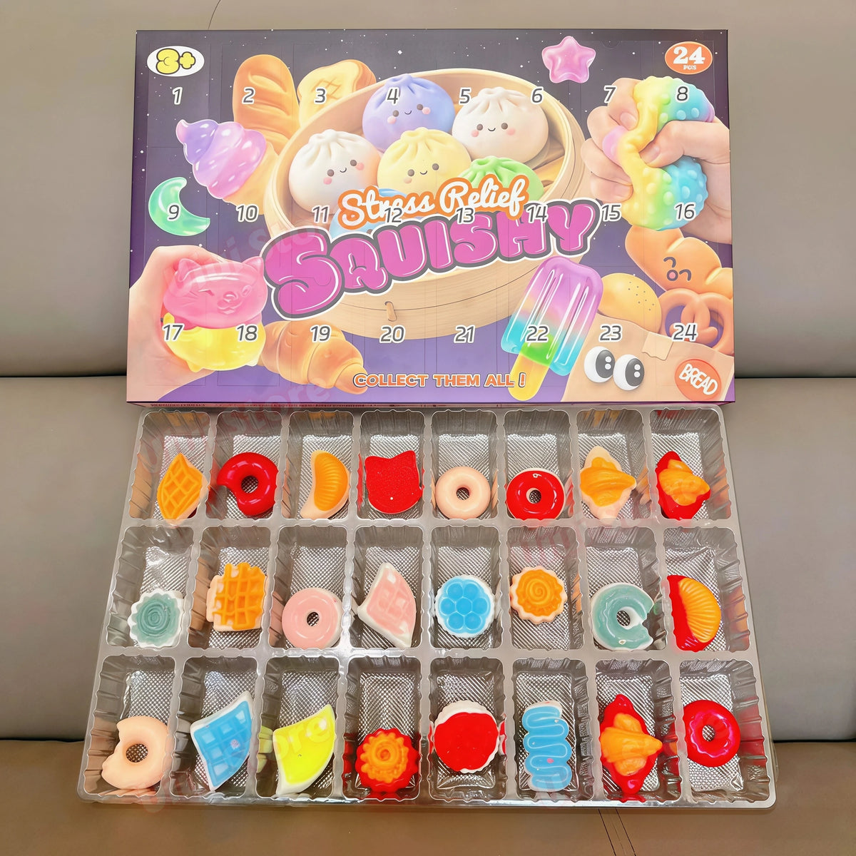 Christmas Squishy Advent Calendar - 24-Day Dumpling Squishies Slow-Rising Countdown Gift