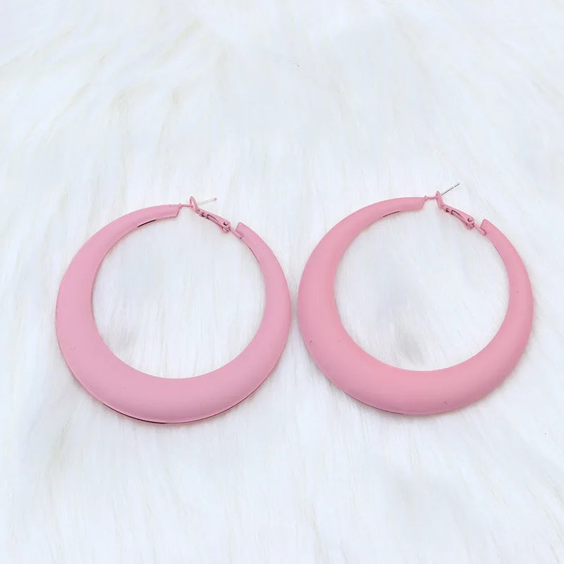 Oversize Red & Blue Metal Hoop Earrings for Women – 72mm (2.83 in) Round Statement Hoops