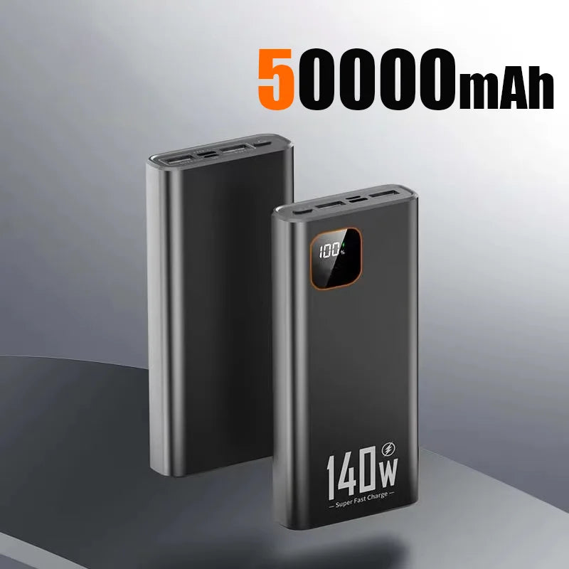 100000mAh 140W Portable Power Bank - Super Fast USB-C, Lightning & Triple USB Charger with Digital Display