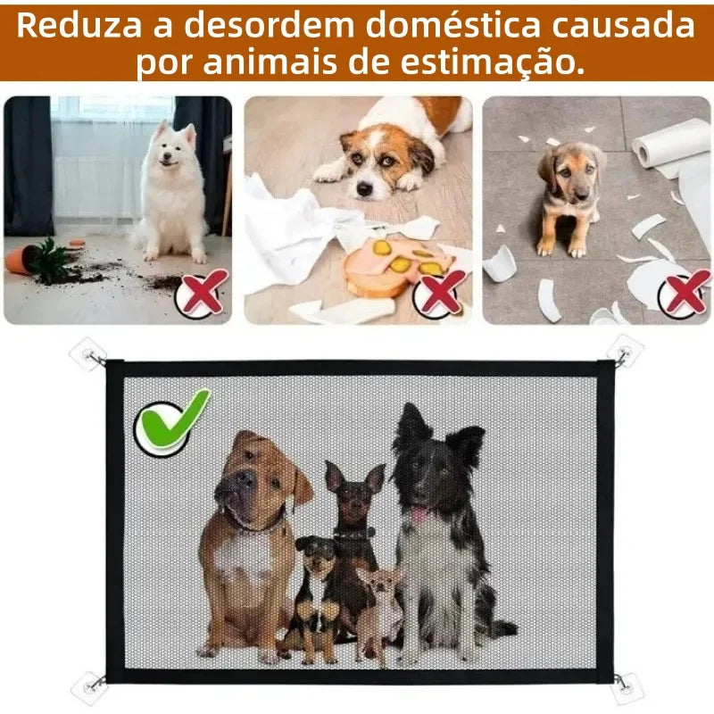 Removable Pet Mesh Gate — Dog & Cat Safety Screen with Adhesive Hooks, 43.3 x 28.3 in (110 x 72 cm) & 70.9 x 28.3 in (180 x 72 cm)