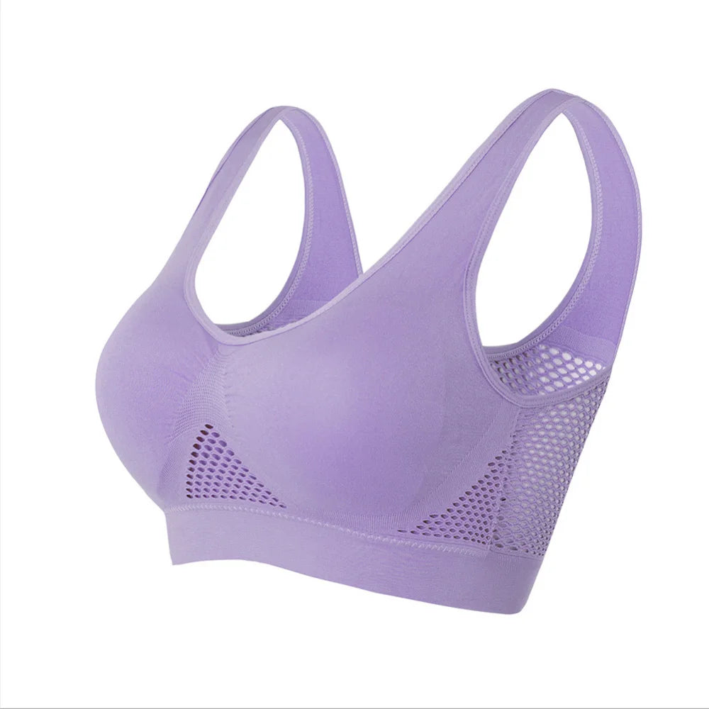 Seamless Mesh Plus Size Sports Bra Wireless Shockproof Breathable Yoga and Gym Crop Top Up to 6XL