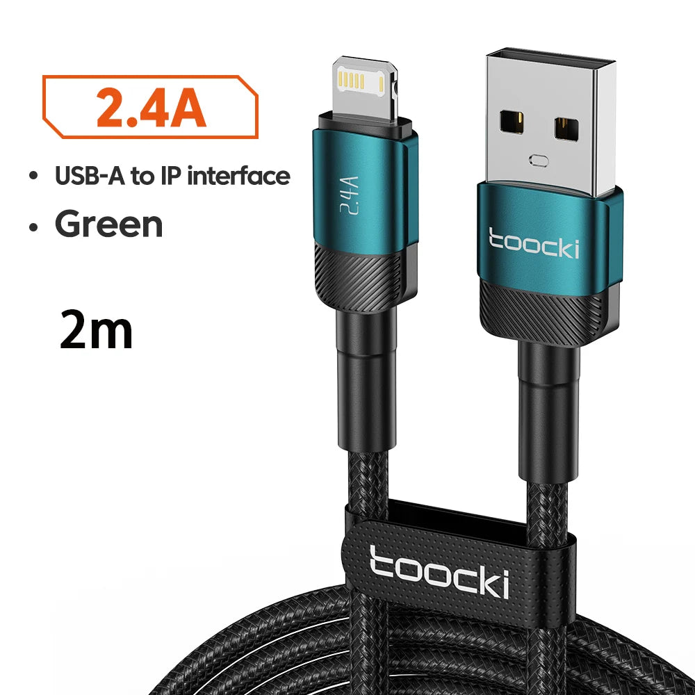USB-A to Lightning Fast Charging Cable for iPhone & iPad — 2.4A Aluminum Alloy Data Sync Cord
