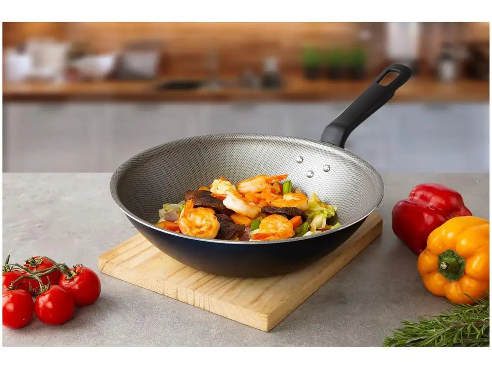 Non-Stick Aluminum Wok Pan 24 cm (9.5 in), 2.2 L Blue, Heat-Resistant Bakelite Handle, Dishwasher Safe