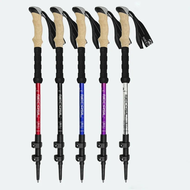 2-Pack Telescopic Trekking Poles 62–135 cm (24–53 in) Ultralight Aluminum Hiking Poles with Quick-Lock, Anti-Shock & Carbon Steel Tips
