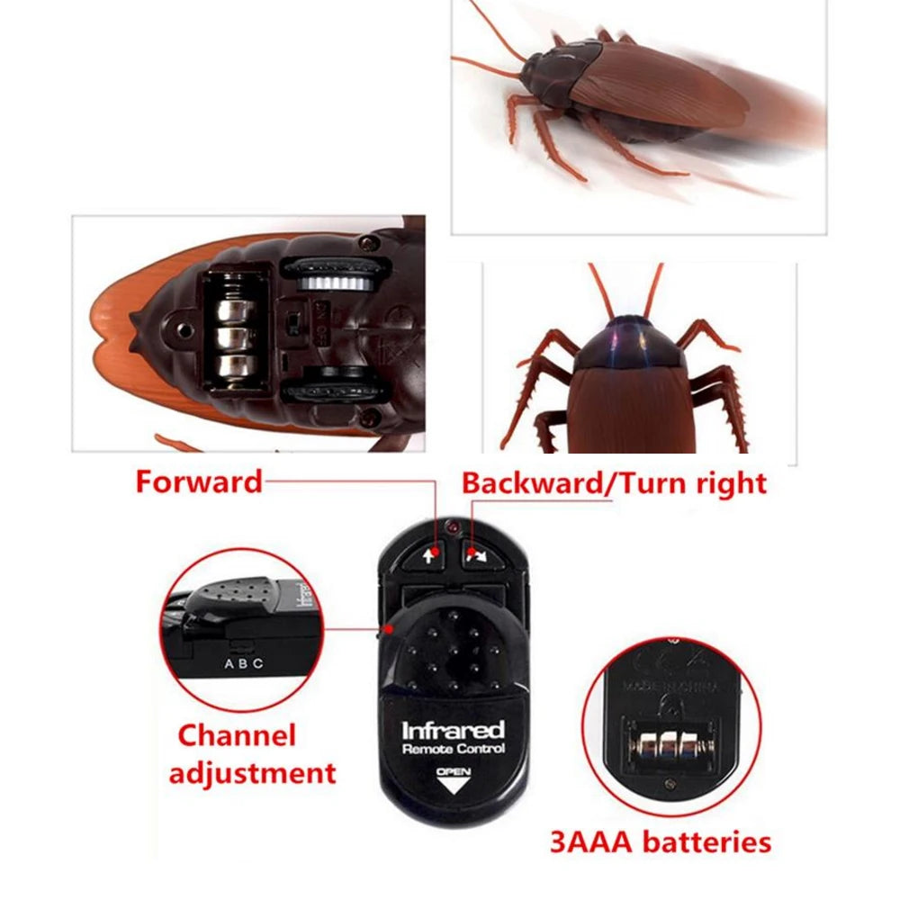 Realistic RC Cockroach Prank Toy — Remote Control Robotic Insect for Halloween & Gag Gifts (11 x 16 x 4 cm)