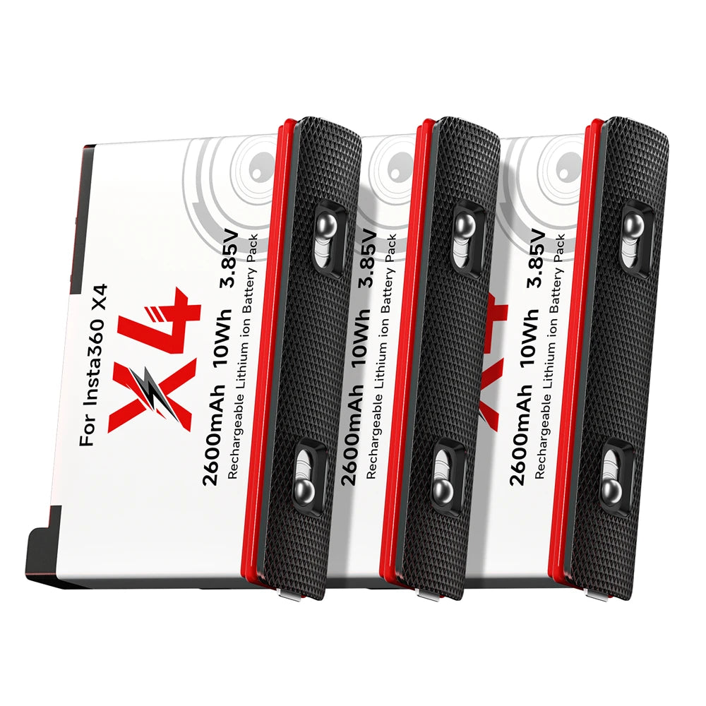 2600mAh High Capacity Camera Battery + 3-Slot LED Fast Charger for Action Cameras