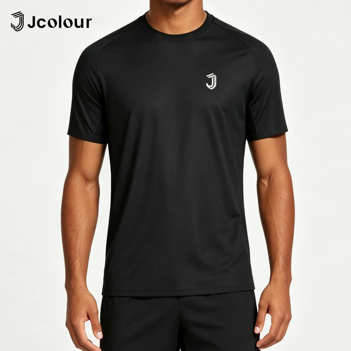 Men's Black Athletic T-Shirt Breathable Quick-Dry Slim Fit
