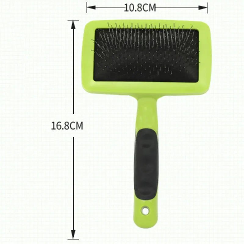 Stainless Steel Pet Grooming Brush for Dogs & Cats – Massage Hair Remover with Soft Handle