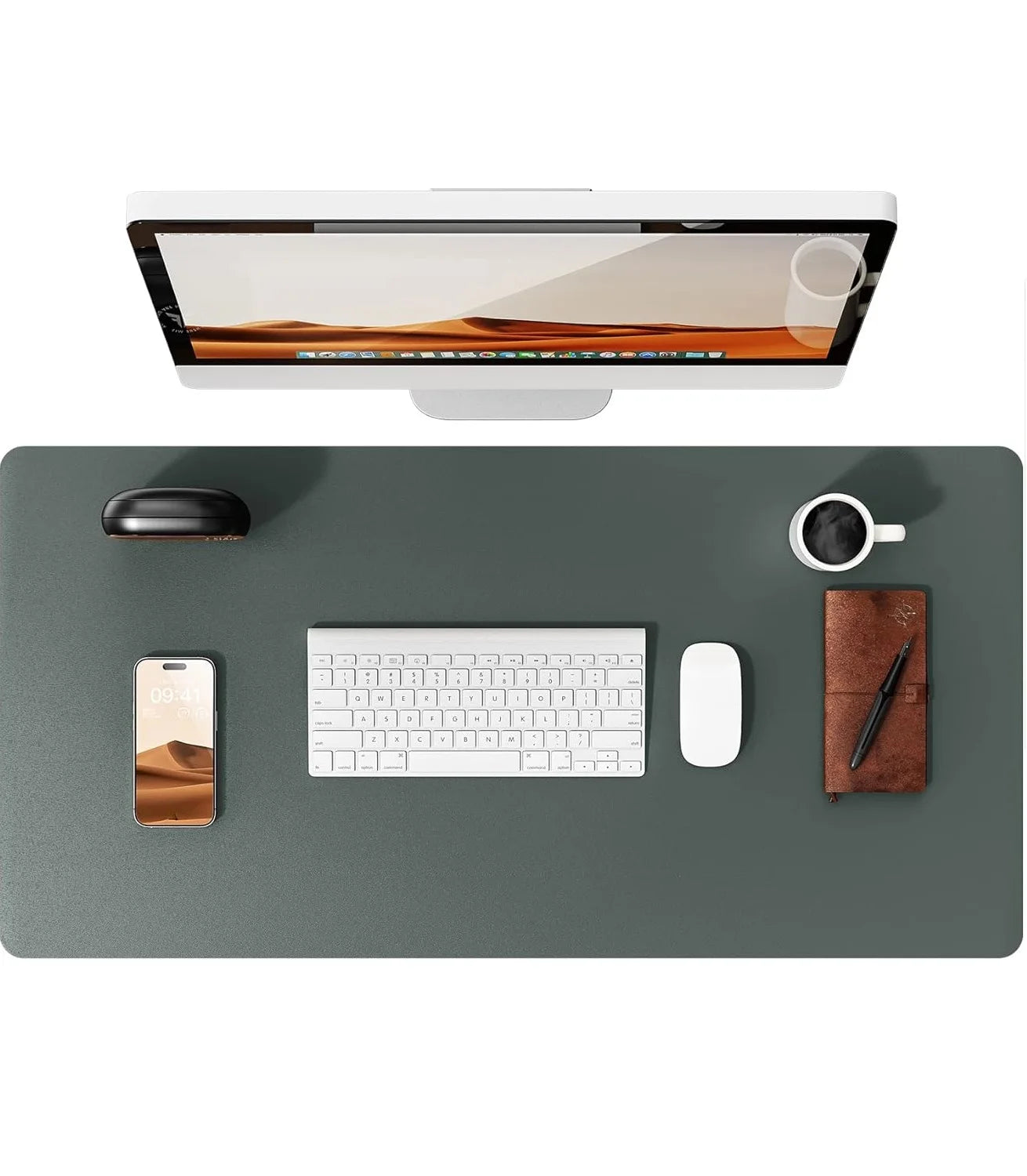 Large PU Leather Desk Pad - Non-Slip Waterproof Office Mouse Pad & Laptop Desk Mat