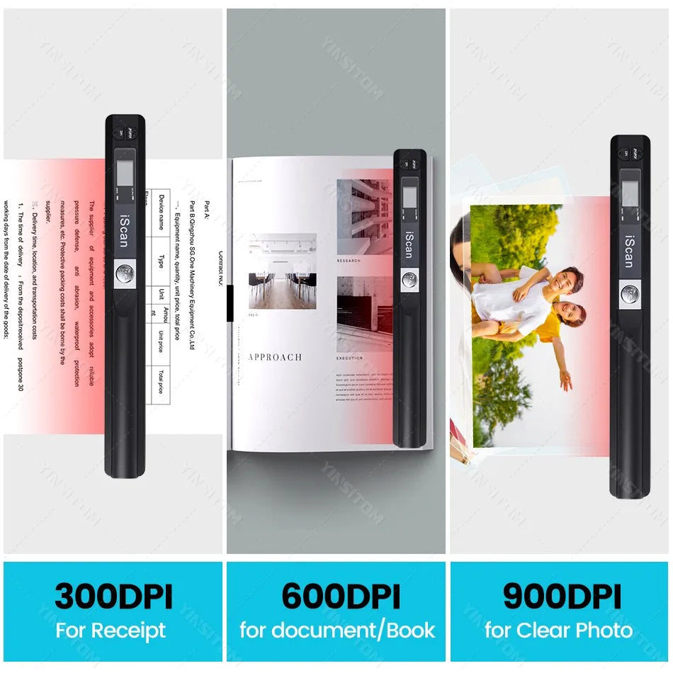 Portable A4 Handheld Document Scanner 900 DPI – Mobile PDF/JPEG OCR Scanner for Office & Contracts