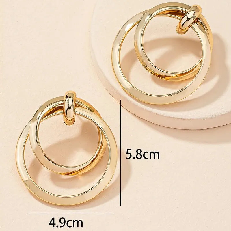 Gold Twisted Oversized Hoop Earrings - Geometric Statement Drop Earrings for Women, Party & Night Out