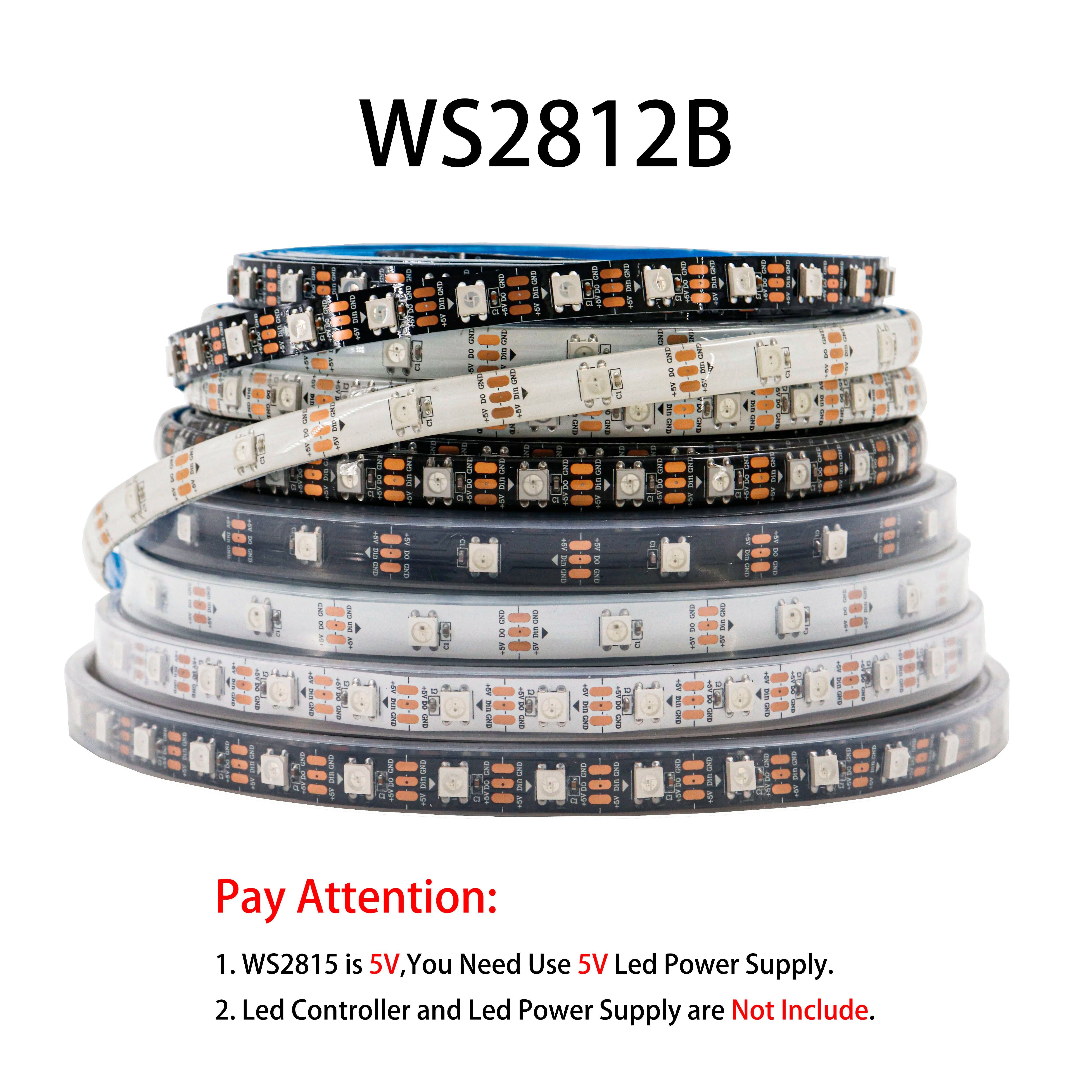 5050 RGB Addressable LED Strip Lights – Individually Addressable 30/60/144 LEDs per Meter, Smart RGB Tape, 5V/12V DC, IP30/IP65/IP67