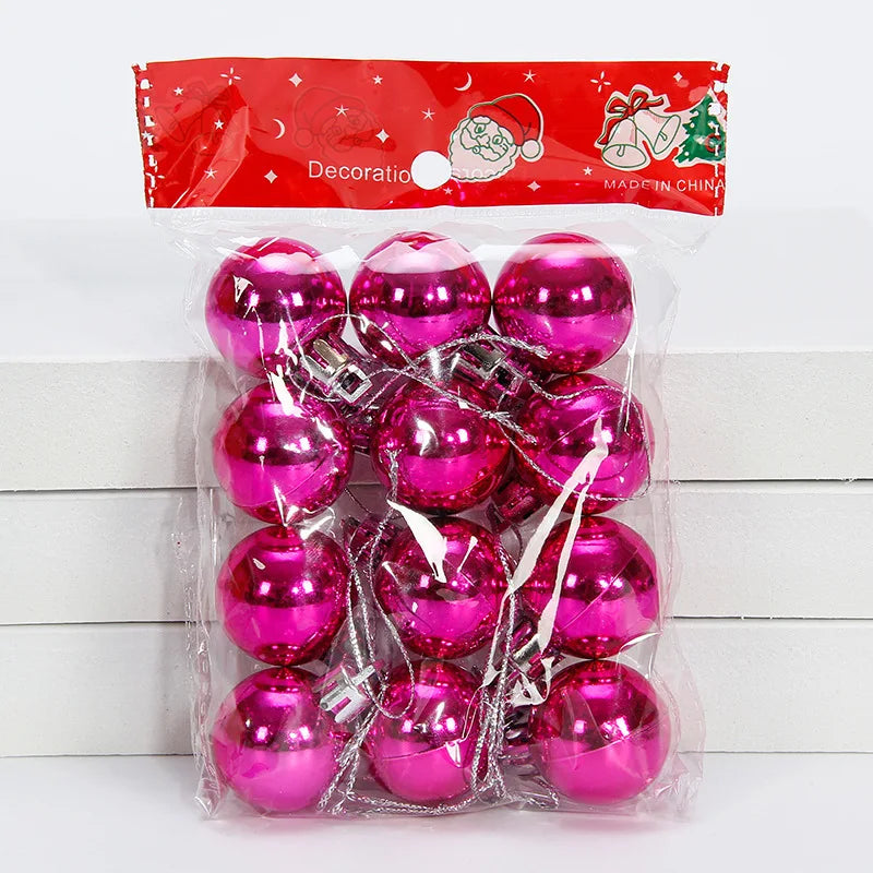 12-Pack 3 cm (1.18 in) Christmas Tree Ornaments - Glitter Baubles Hanging Decorations for Home & Party