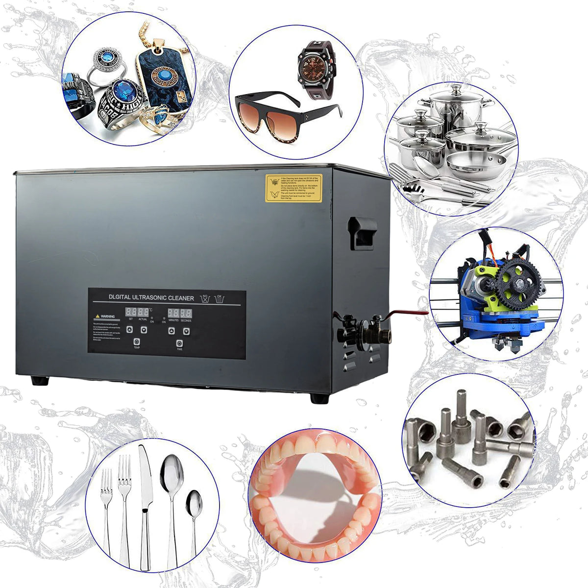 Ultrasonic Cleaner 40kHz | Heated Digital Stainless Steel Cleaner - 2–30L (0.53–7.93 gal) Options for Jewelry, Watches & Glasses