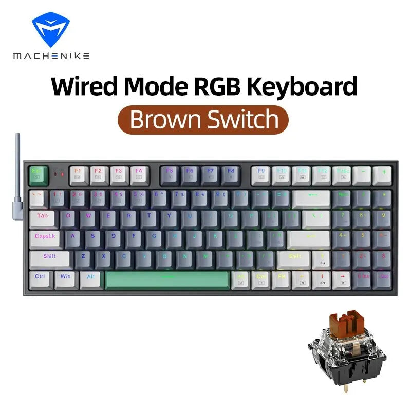 94-Key 90% Mechanical Keyboard Wired - Hot-Swappable RGB Backlit for PC & Laptop