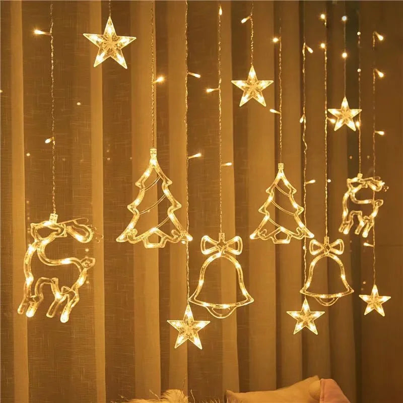 LED Fairy Curtain String Lights - 2.5m (8.2ft) x 0.8m (31.5in), Warm White & Rainbow, Waterproof Holiday Party Wedding Decor