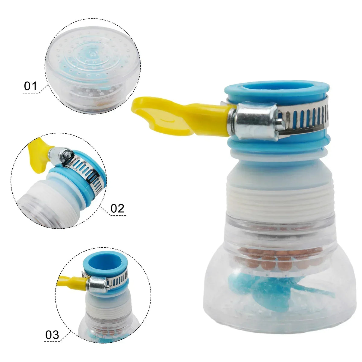Universal Faucet Aerator & Water Filter Nozzle – 360° Rotating Kitchen & Bathroom Tap Foamer, Fits 16–22mm (0.63–0.87 in) Taps, Water-Saving