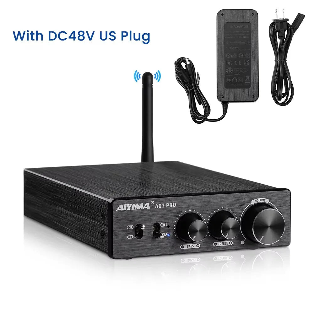 300W x2 Class D Hi‑Fi Stereo Power Amplifier with Bluetooth 5.2 AptX and RCA Inputs for Home Speakers
