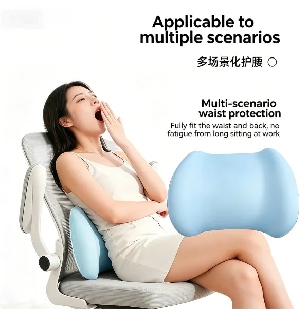 Ergonomic Memory Foam Lumbar Support Pillow - Detachable Washable Cover for Office Chair, Car Seat & Bed
