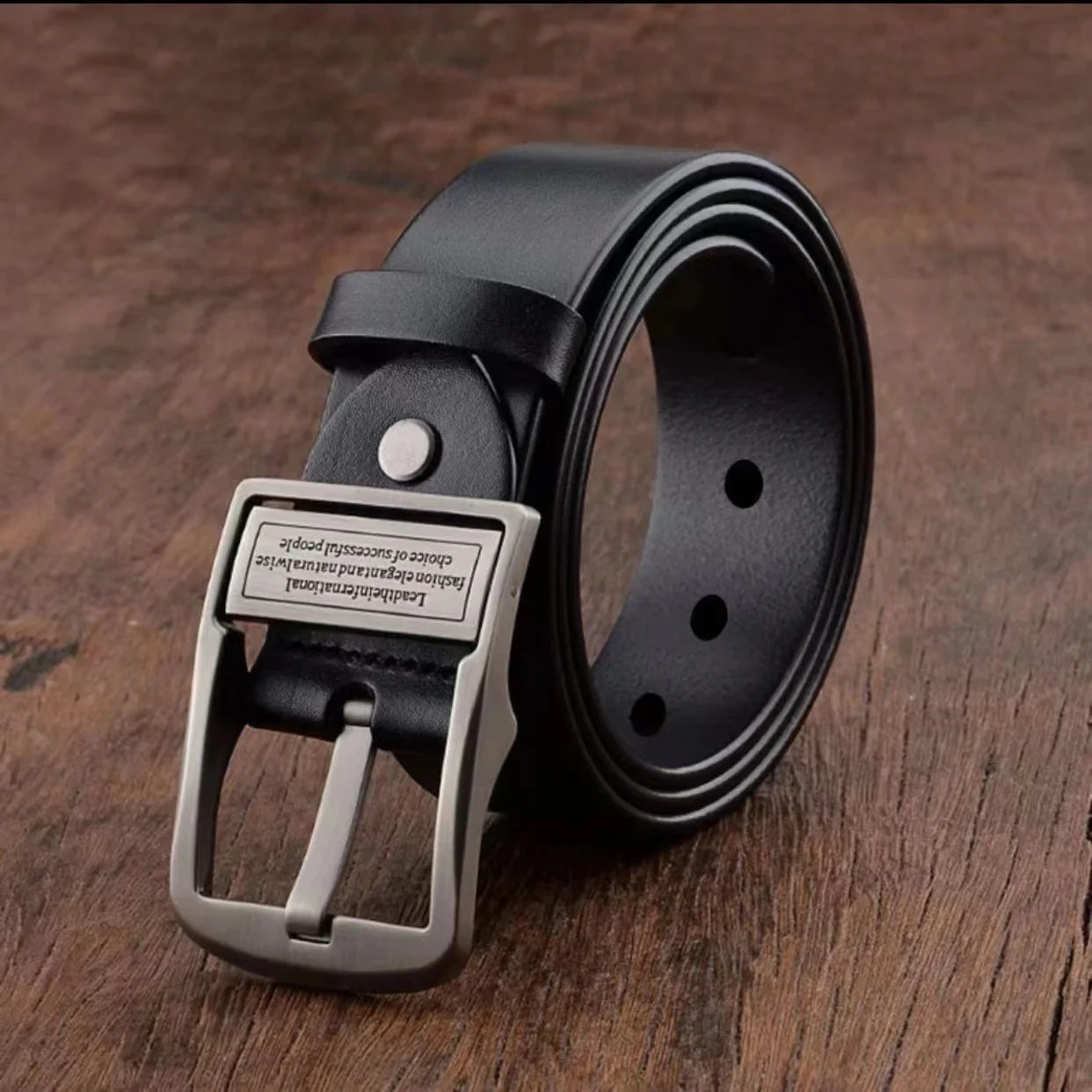 Men's Leather Cowhide Belt 1.5 in (3.8 cm) Metal Pin Buckle - Casual Business Jeans