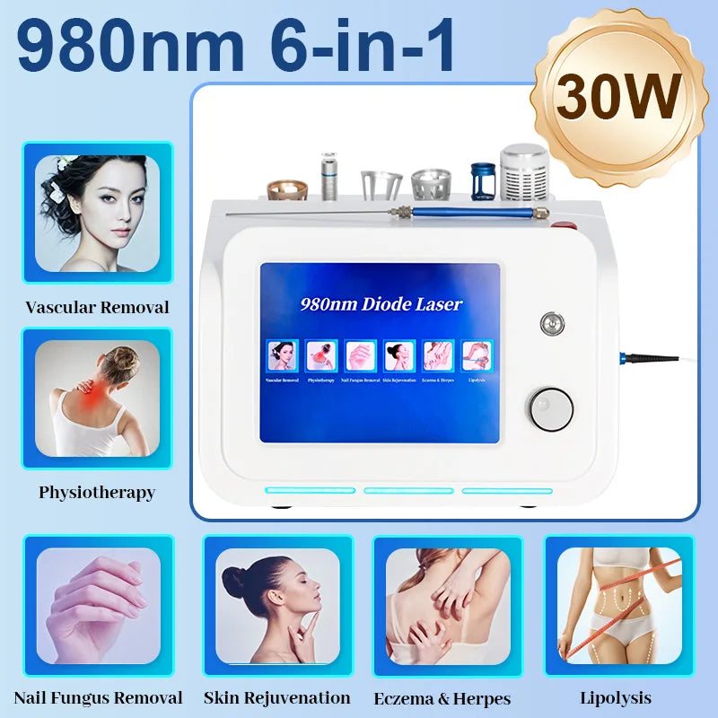 980nm 6-in-1 Diode Laser Machine – Fat Reduction, Vascular & Nail Fungus Removal, Skin Rejuvenation
