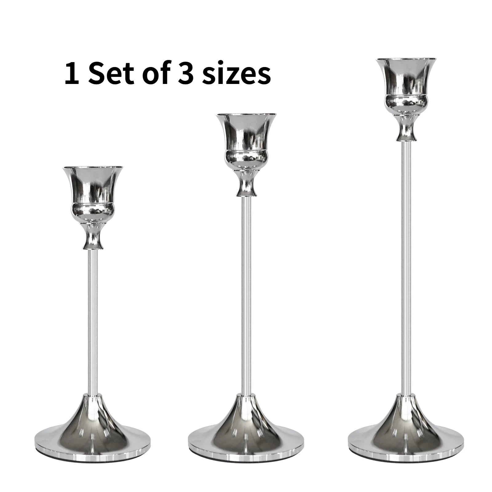 3-Piece European Style Metal Candle Holders Set for Wedding Table, Home & Christmas