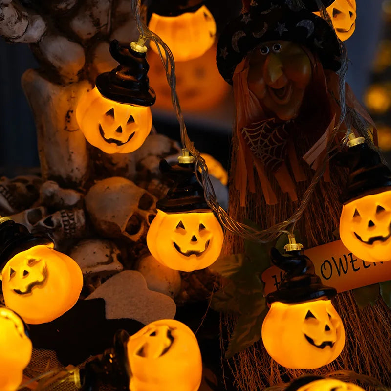 Pumpkin String Lights LED Pumpkin Lanterns – Warm White Halloween Decor, Battery & USB Options, Multiple Lengths (5ft/10ft/20ft/33ft)