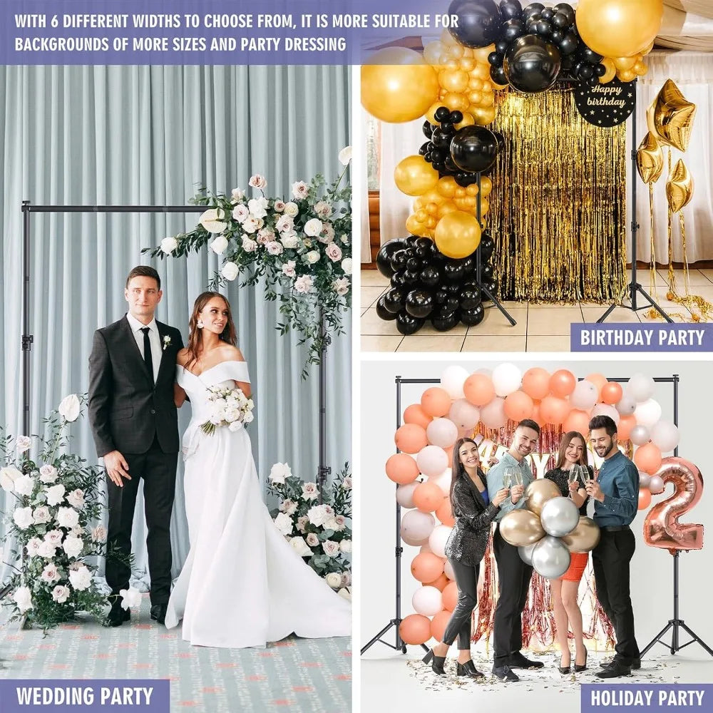 Adjustable Backdrop Stand Kit – 6 Width Options, Extends to 10 x 7.5 ft (305 x 229 cm) for Photography & Event Backdrops