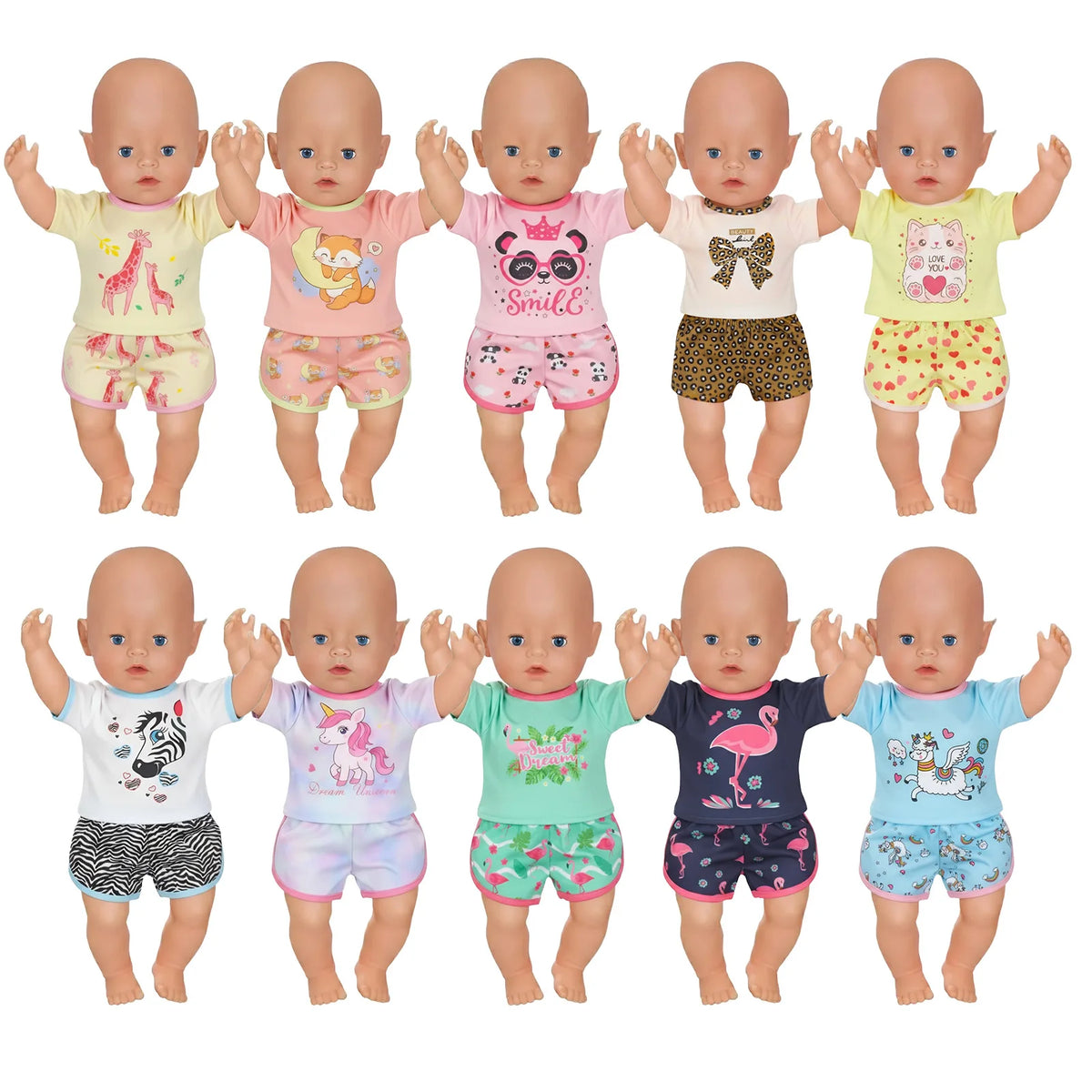 Cute Printed T-Shirt Top for 18-Inch (45.7 cm) & 43 cm Dolls, Short Doll Tee