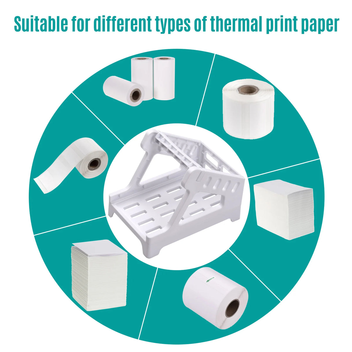 2-in-1 Desktop Thermal Label Holder for 4x6 in (102 x 152 mm) Shipping Labels – Roll & Fanfold Compatible