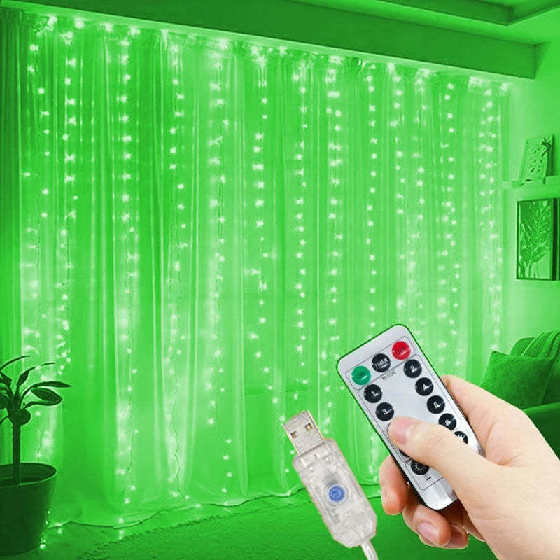 USB LED Curtain Fairy Lights with Remote, Window String Lights for Christmas, Wedding & Bedroom (Multiple Sizes, 5V USB)