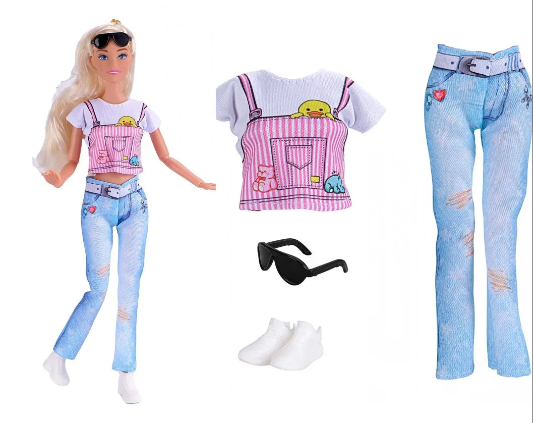 30cm Doll Clothes 1-Set Pink Fashion Outfit - Tops, Skirt, Shoes & Necklace for 11–11.8 in Dolls (BJD, Fashion Dolls)
