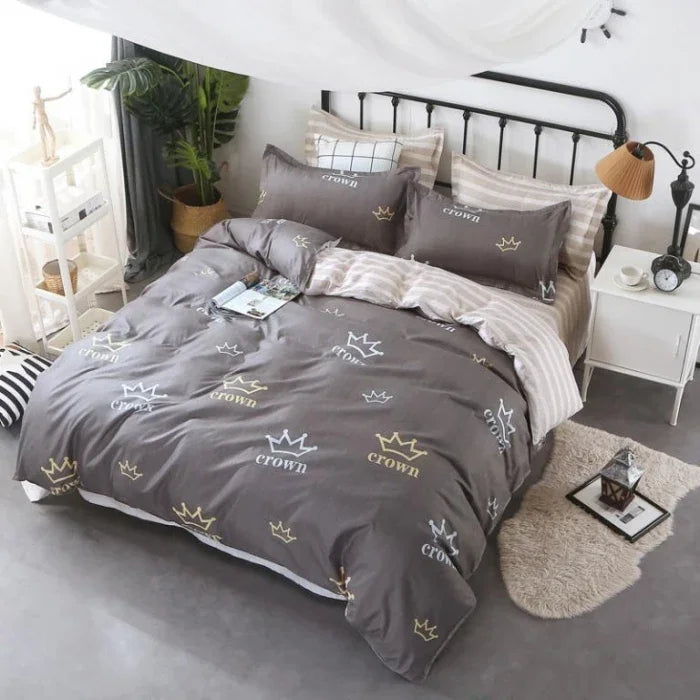 Aloe Vera Cotton 4-Piece Bedding Set – 1.5m (5 ft) Quilted Sheet & Quilt Cover, 500 TC