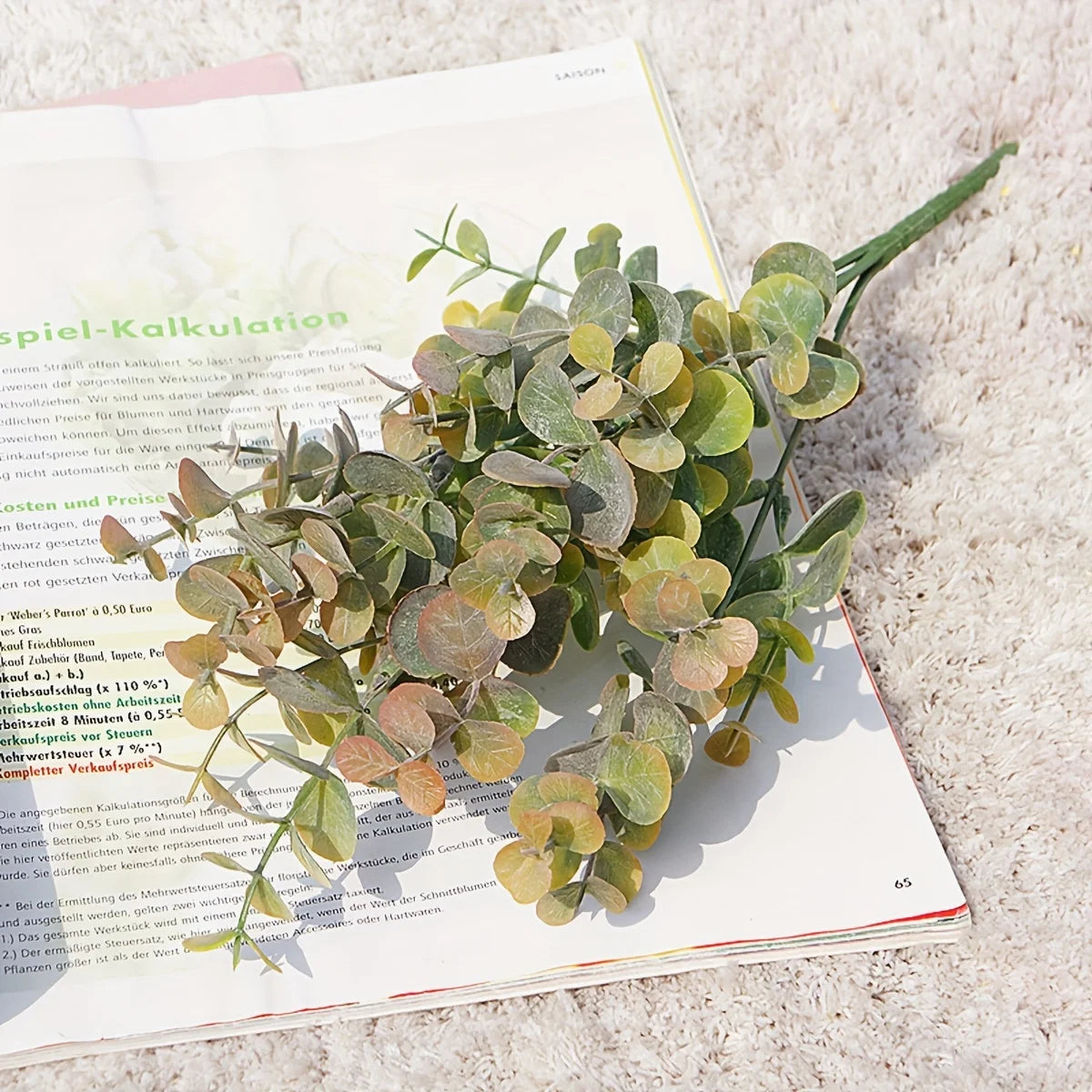 Artificial Rose & Eucalyptus Stem – 13.4 in (34 cm) Faux Flower Branch for Home, Wedding, Bridal & Party Decor