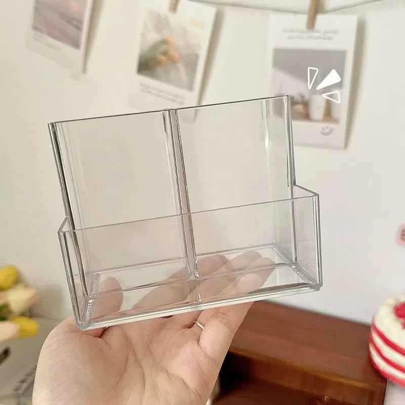 Clear 3-Grid Acrylic Makeup Brush and Pen Organizer view 3
