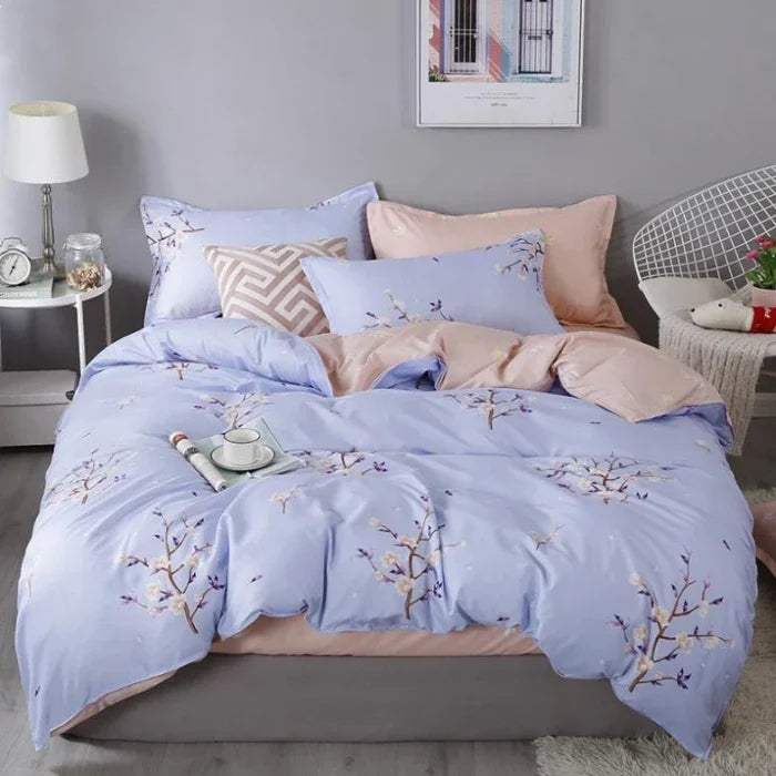 Aloe Vera Cotton 4-Piece Bedding Set – 1.5m (5 ft) Quilted Sheet & Quilt Cover, 500 TC
