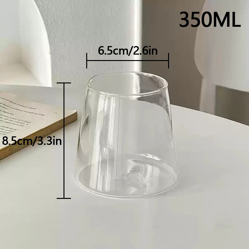 Vertical Striped Clear Glass Cup - Aesthetic Drinkware for Milk Tea, Coffee & Juice